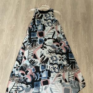 NWOT Karen Kane Multicolored Floral Sleeveless Hi/Low Hem Lined Summer Dress 
L